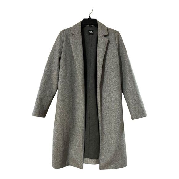 Zara Women's Size Small Gray Open Front Long Overcoat Coat - Picture 1 of 4